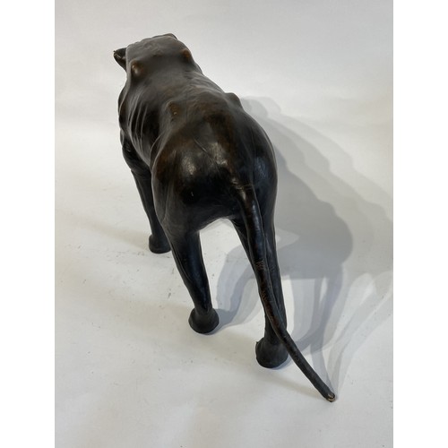 244 - Vintage Liberty Style Leather Wrapped Model of a Panther. 51cm x 26cm