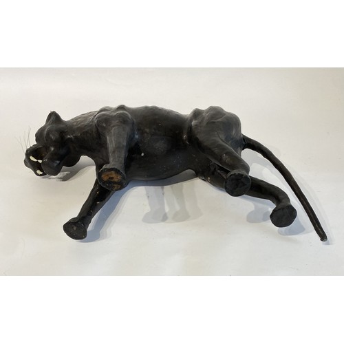 244 - Vintage Liberty Style Leather Wrapped Model of a Panther. 51cm x 26cm