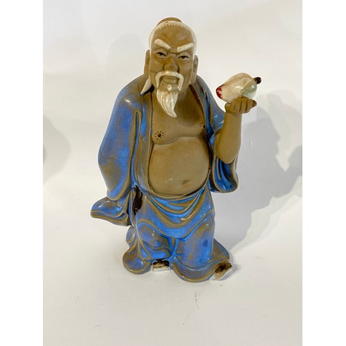 245 - Collection of Six Vintage Traditional Chinese  Shiwan Mudman Style Ceramic Figures to Include an Ear... 