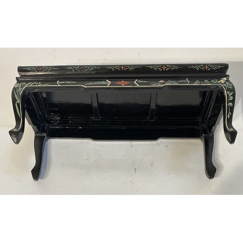 249 - Similar to Previous Lot. Small Vintage Decorative Lacquered Oriental Style Tea Table With Floral and... 