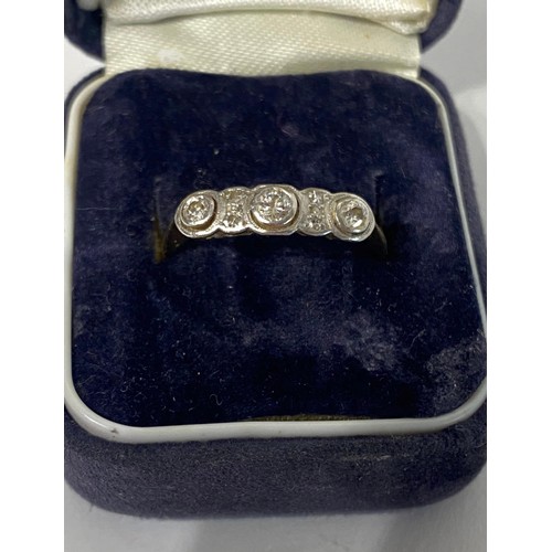 339C - 18ct Gold and Platinum  Diamond Ring. Size UK P 1/2