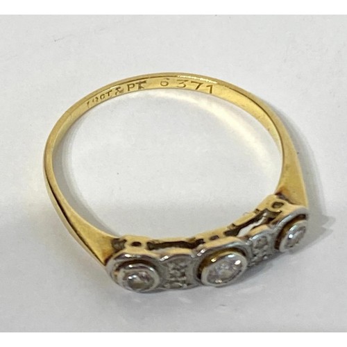 339C - 18ct Gold and Platinum  Diamond Ring. Size UK P 1/2