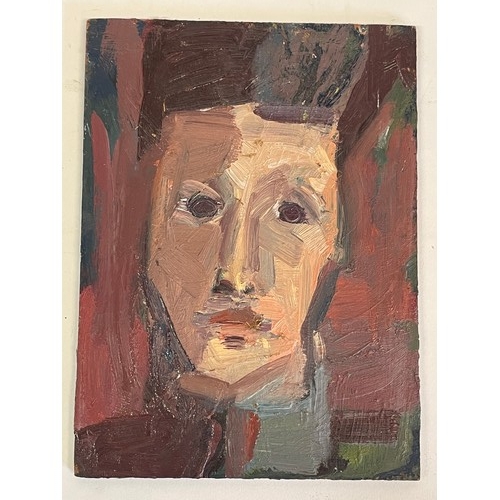 64 - Early 20thC Abstract  Oil Painting Portrait On Board 
17 x 23 cms h