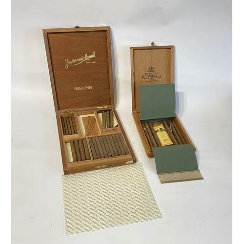 533 - Two Wooden Fastening Collectable Boxes Containing a Collection of Dutch Cigars to Include Justus van... 