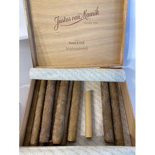 534 - Two Wooden Cigar Boxes Containing a Collection of Dutch Cigars to Include Arvic and Justus van Mauri... 