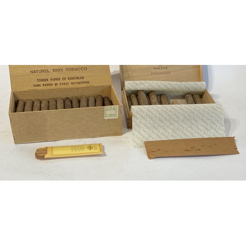 534 - Two Wooden Cigar Boxes Containing a Collection of Dutch Cigars to Include Arvic and Justus van Mauri... 