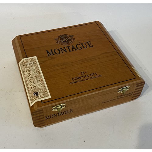 539 - Impressive Box Containing Montague Corona Number 1 Hand Made Longfiller Cigars. 23cm x 21cm x 7cm