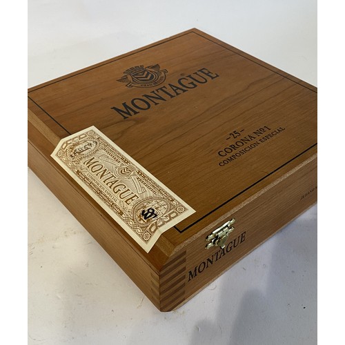 539 - Impressive Box Containing Montague Corona Number 1 Hand Made Longfiller Cigars. 23cm x 21cm x 7cm