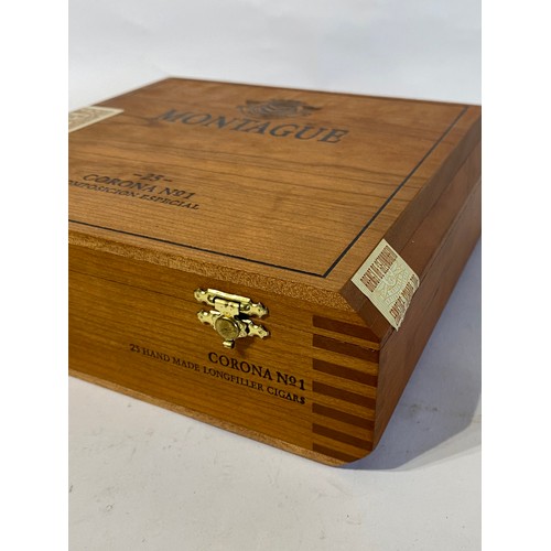 539 - Impressive Box Containing Montague Corona Number 1 Hand Made Longfiller Cigars. 23cm x 21cm x 7cm