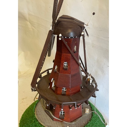 74 - Scratch Built In Europe Wood Windmill With Moving Parts That Include Blades And Head Along With A Li... 