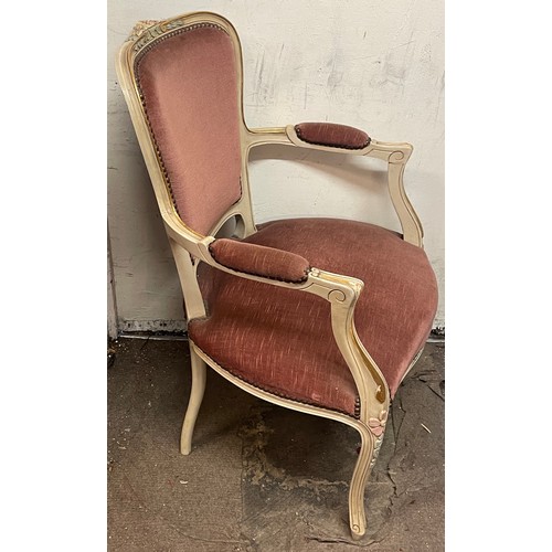 71 - French Louis Style Painted Elbow Chair.