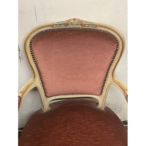 71 - French Louis Style Painted Elbow Chair.