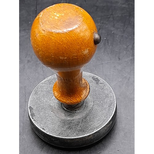 159 - Metal Desk Stamp with wood handle 6cm high