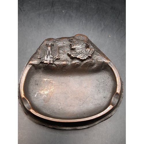 160 - Bronzed Alloy German Military Ashtray 10cm