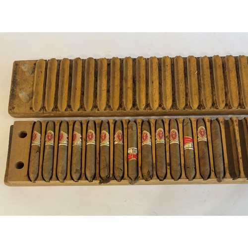 553 - Vintage Wood Cigar Mould / Transport Case to Include Cigars in Case 56cm x 11cm