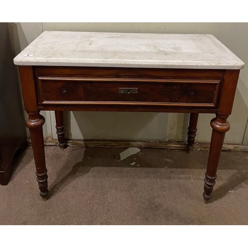 3 - Marble Top Side Table/ Wash Stand with single full length drawer. 95cm x 45 x 80cm