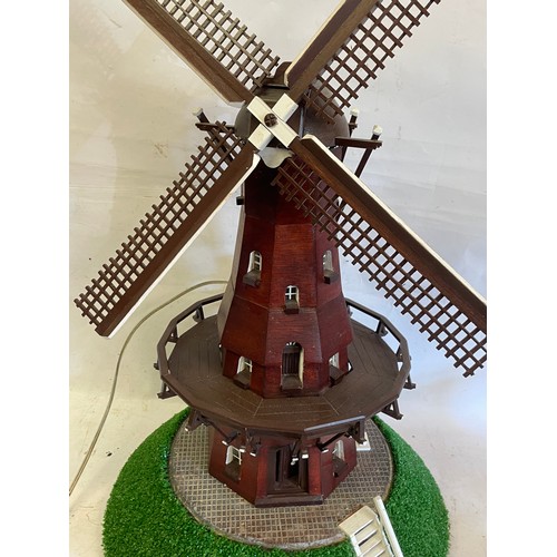 554 - Scratch Built In Europe Wood Windmill With Moving Parts That Include Blades And Head Along With A Li... 