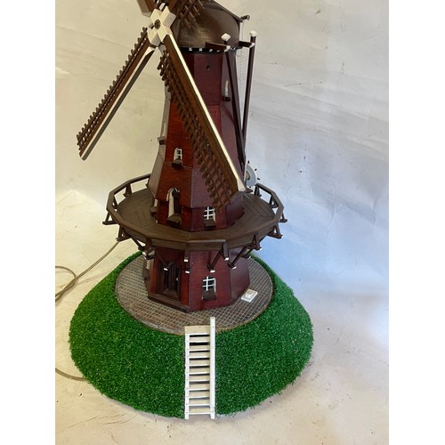 554 - Scratch Built In Europe Wood Windmill With Moving Parts That Include Blades And Head Along With A Li... 