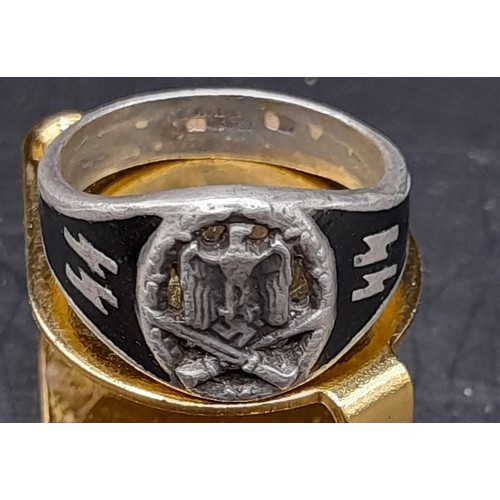 193 - SS Insignia ring in white metal