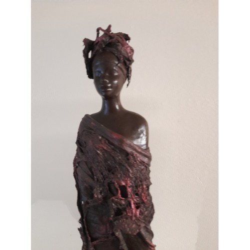 35 - 2 Large Mixed material figures of a man and woman, largest standing 67cm high