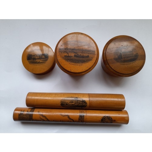 30 - 4 x pieces of Mauchline ware and a turned pine cigar holder. (5)