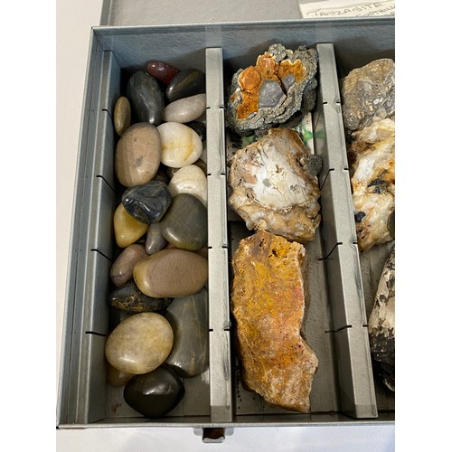 16 - Natural History Quantity Of Case Rocks To Include Tanzanite, Quartz, Fossilised Monkey Puzzle Etc.  ... 