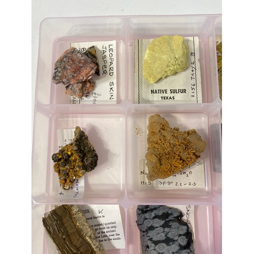 18 - Tray Of Minerals To Include Leopard Skin Jasper , Snowflake Obsidian , Tanowitzite , Wulfenite Etc  ... 