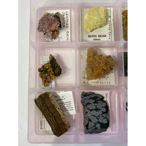 18 - Tray Of Minerals To Include Leopard Skin Jasper , Snowflake Obsidian , Tanowitzite , Wulfenite Etc  ... 