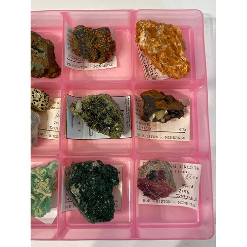 20 - Tray Of Minerals To Include Erythrite , Post Glacial Larva , Vanadinite , Ayres Rock Etc Etc  34cm x... 