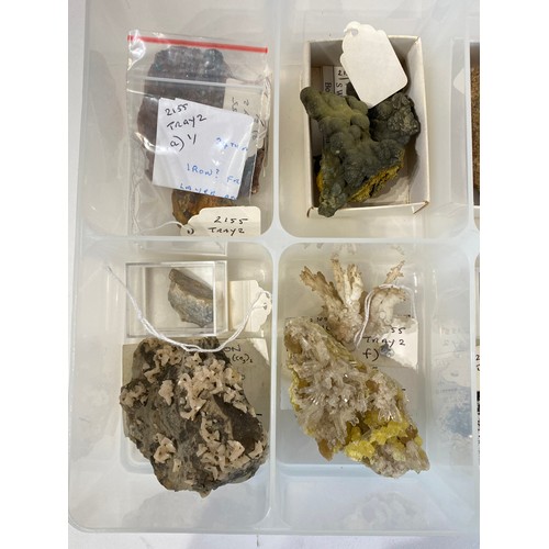 22 - Tray Of Minerals To Include Dolomite , Mottramite  , Nezanite Etc Etc 3cm x 21cm x 7cm