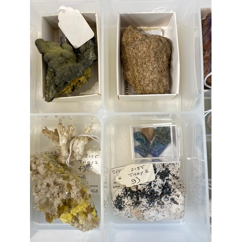 22 - Tray Of Minerals To Include Dolomite , Mottramite  , Nezanite Etc Etc 3cm x 21cm x 7cm