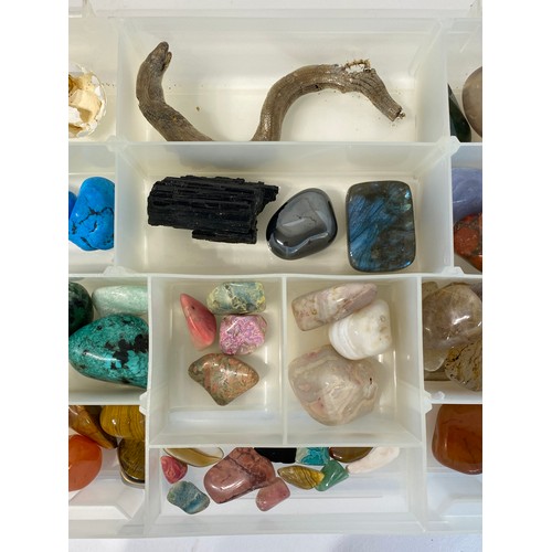 24 - Various Minerals Etc In  Plastic Case 27cm x 19cm x 4.5cm