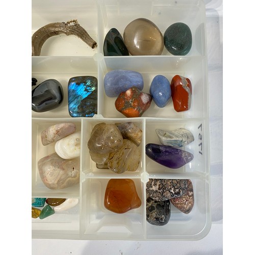 24 - Various Minerals Etc In  Plastic Case 27cm x 19cm x 4.5cm