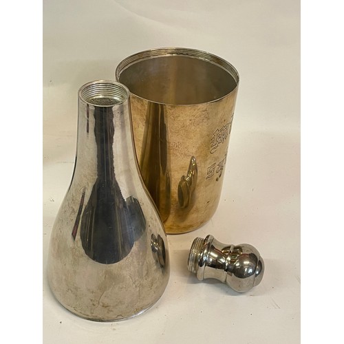 222 - Large Silver Plate Cocktail Shaker In The Form Of A Champagne Bottle. 41 cms High