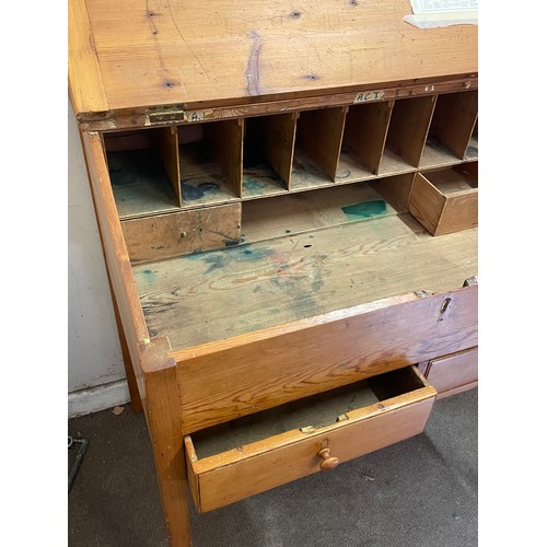 6 - Vintage Pine Desk With Drawers And Internal 99 x 88 x 62 cms