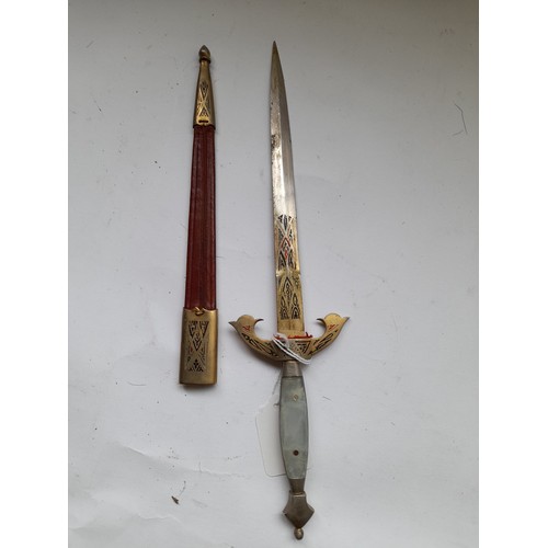 469 - Small Decorative Dagger in the style of a Spanish Toledo Dagger with Sheath, 31cm long