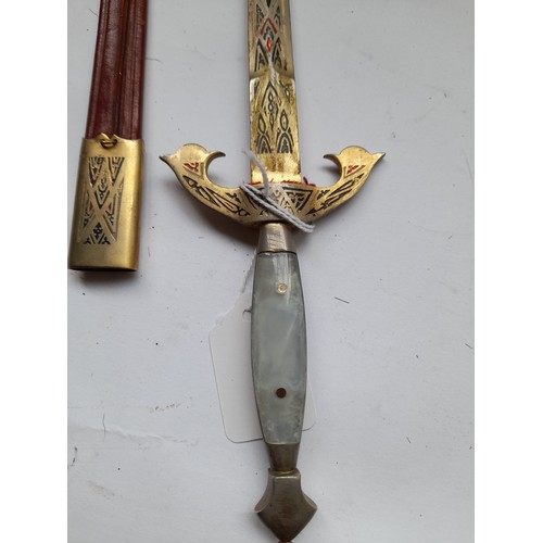 469 - Small Decorative Dagger in the style of a Spanish Toledo Dagger with Sheath, 31cm long