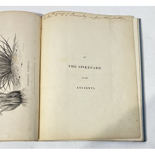 190 - On the Spikenard of The Ancients by Charles Hatchett Inscribed by The Author to The Hon. William Pon... 