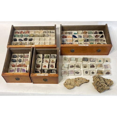 278 - Eight Drawer Wooden Cabinet with Contents to Include Extensive Collection of Mineral Samples.