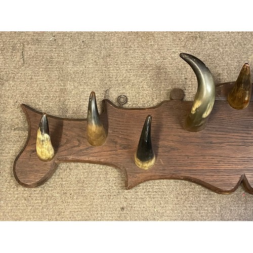 382 - Animal Furniture A Antique Cow Horn Coat Hook. 105 cms Long