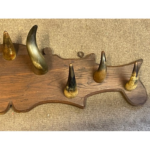 382 - Animal Furniture A Antique Cow Horn Coat Hook. 105 cms Long