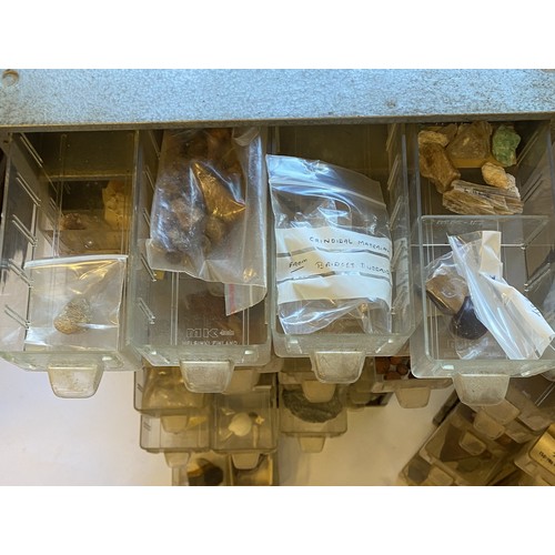 273 - Two Metal Specimen Tray Cabinets With Natural History and Fossil Contents. 54cm x 30cm x 15cm