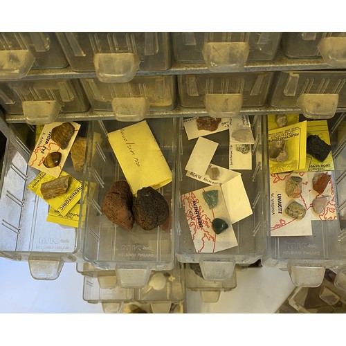 273 - Two Metal Specimen Tray Cabinets With Natural History and Fossil Contents. 54cm x 30cm x 15cm