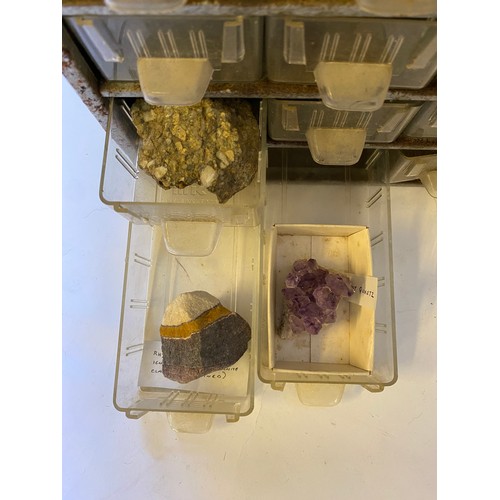 273 - Two Metal Specimen Tray Cabinets With Natural History and Fossil Contents. 54cm x 30cm x 15cm