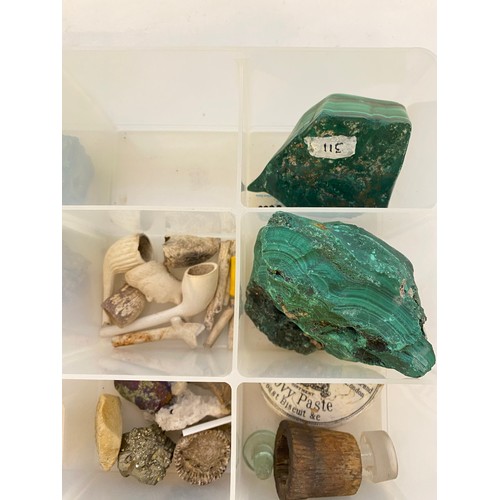 401 - Tray With a Quantity of Natural History, Minerals, Rocks, Fossils.