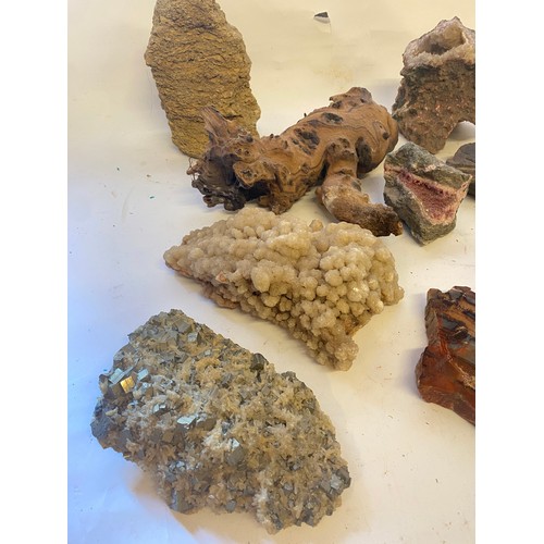 413 - Box of Interesting Rocks, Minerals and Formations to Include Tourmaline, Tiger Iron Etc.