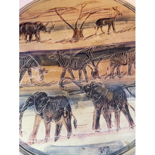 349 - African Plate With Animal Depictions. 31 cms Diameter.