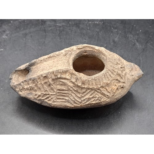 352 - A  Roman Terracotta oil Lamp 9.5cm long