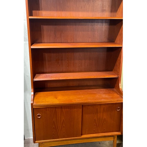 12 - JOHANNES SORTH TEAK CABINET/BOOKCASE, 1960S 182 x 100 x 43 cms