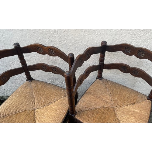 23 - Two Antique French Corner Chairs With Rush Seats. (2)